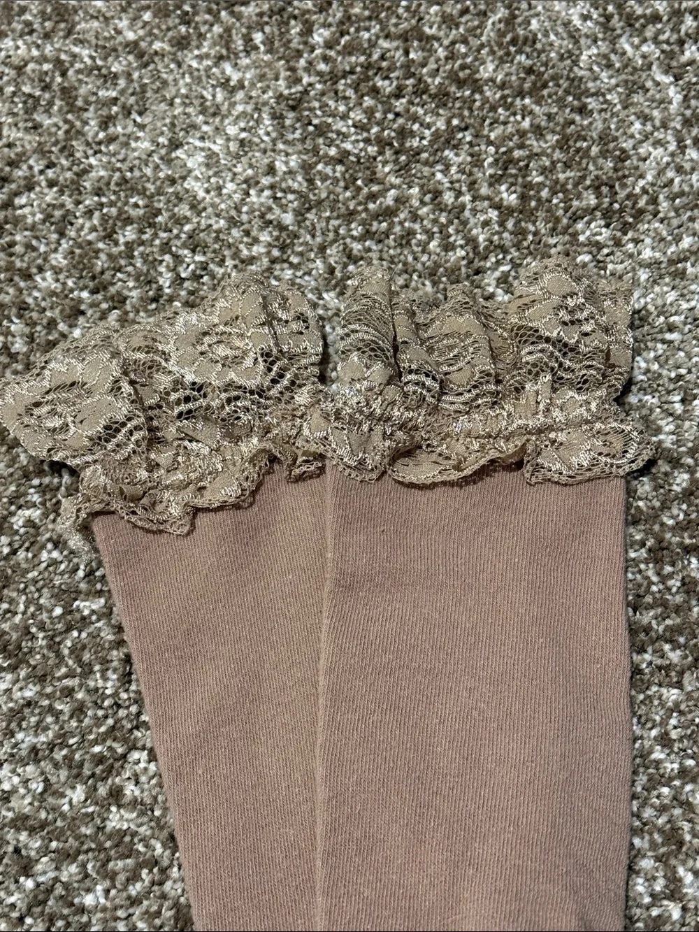 3 pair Women’Knee-High Socks  - Brown, Gray with Neon Green Accents, and Tan